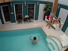 HUNT4K. Young cuckold let stranger nail slutty girlfriend by pool