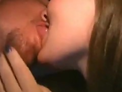 Cuckold romantic kiss after bull cum
