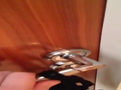Cuckold Locked In Chastity Cage And Out Of Bedroom By Wife And Lover